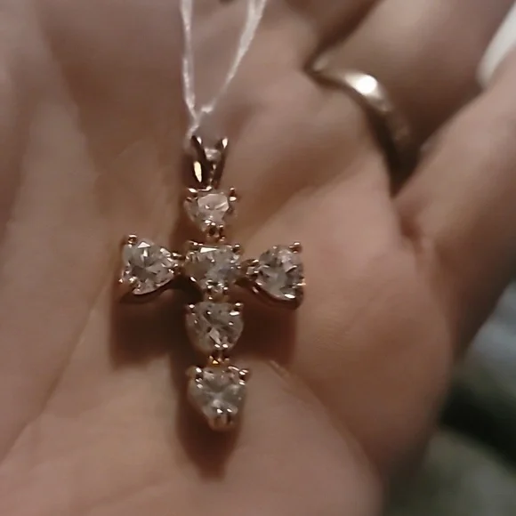 Vintage Real 925 Silver CZ Cross Pendent - Picture 4 of 13